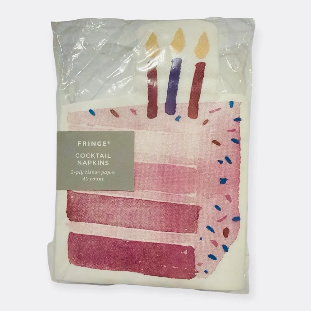 NEW Fringe Studio Sweet Treats Birthday Cake Slice Plates and Napkins Set